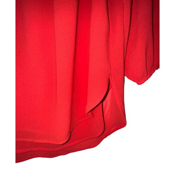 Michael Michael Kors Red Smocked Neck Chiffon Blouse With 3/4 Sleeves XS Womens - Picture 7 of 10